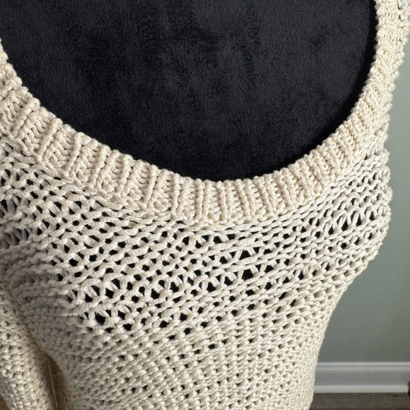 Eileen Fisher Hand Knit Ivory Sweater Large Cotton Blend Textured scoop - Picture 2 of 8